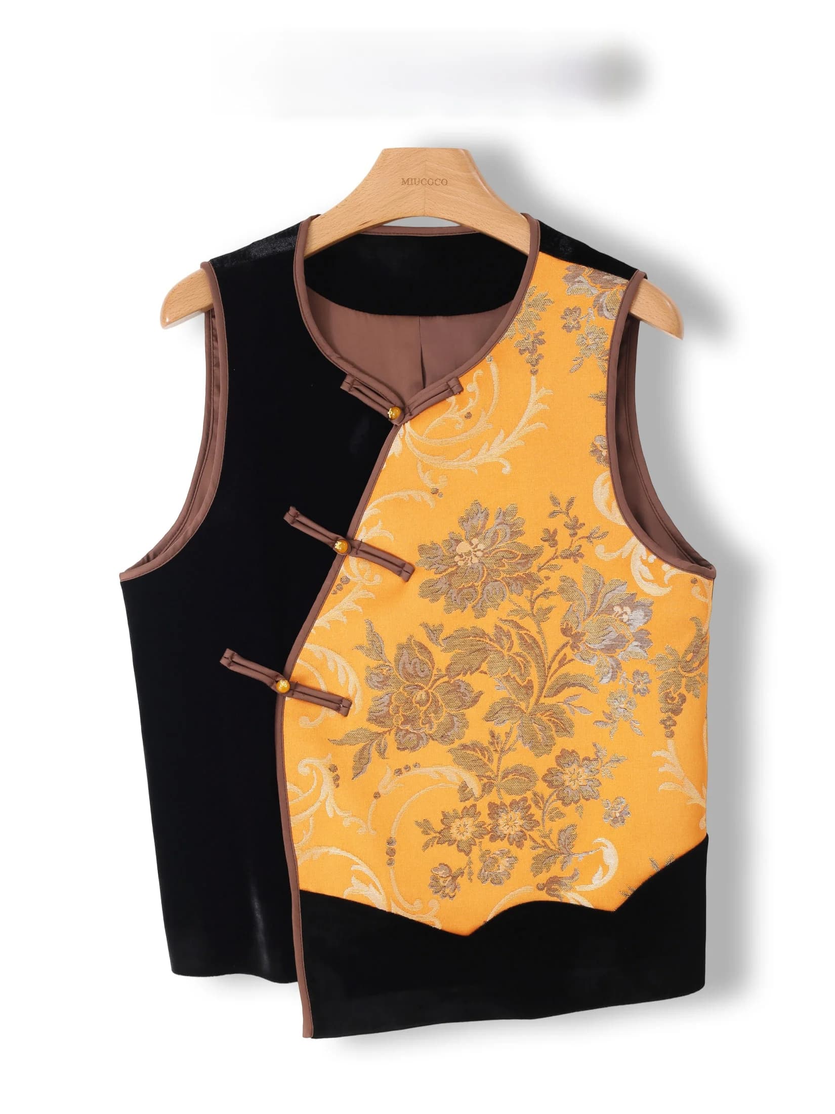 Velvet Tunic Top Women's Retro Embroidered New Chinese Style Jacket Sleeveless round Neck Single Button Regular Length Autumn...
