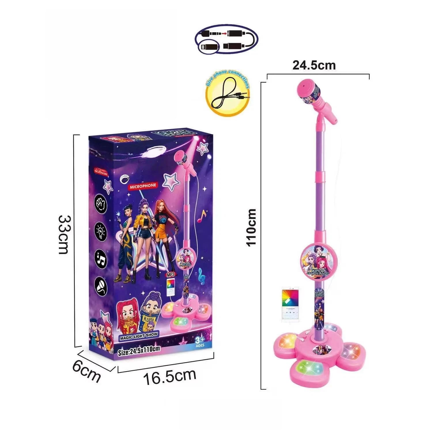 Karaoke Microphone with Stand, Portable Music Singing Machine with Audio Effects for Home Party and Fun Entertainment