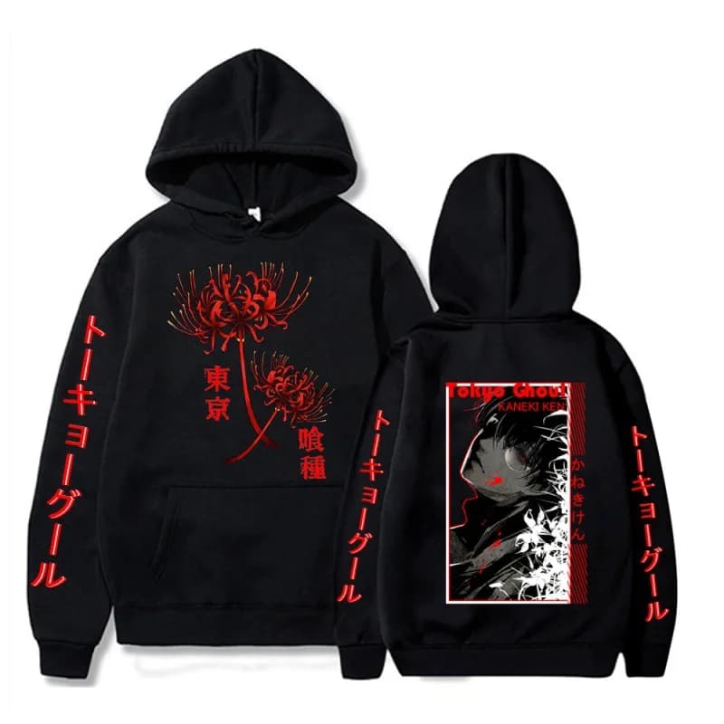 Felpa con Cappuccio da Uomo a Maniche Lunghe Stile Streetwear con Stampa Anime Giapponese Tokyo Ghoul, Calda e Comoda per Autunno e Inverno