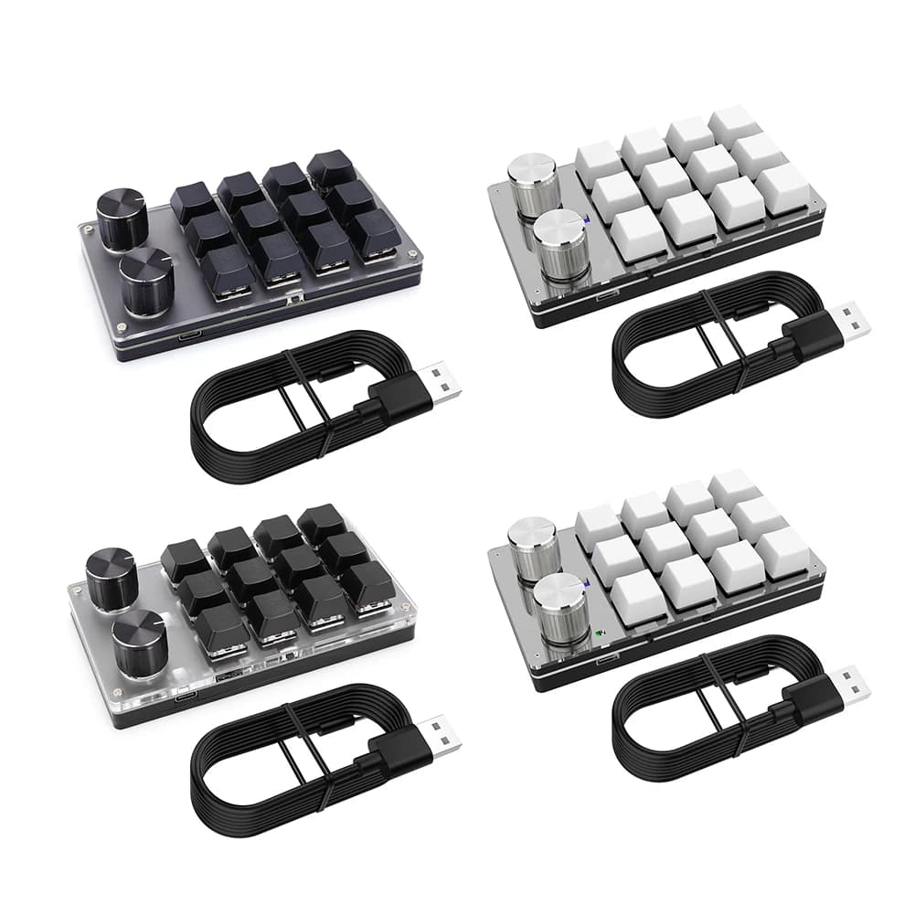 Tastiera Meccanica da Gaming a 12 Tasti e 2 Manopole, Compatibile Bluetooth/Con Filo, Mini Tastiera Meccanica BT per Macbook PC Laptop