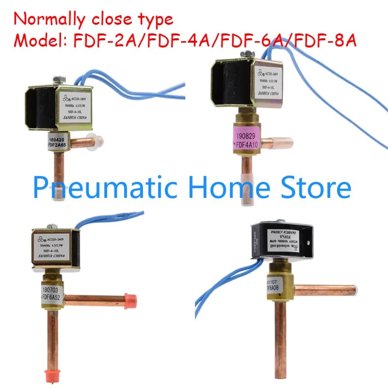 SANHUA FDF-2A FDF-4A FDF-6A FDF-8A Valvola elettromagnetica per produttore di ghiaccio normalmente chiusa Elettrovalvola di sbrinamento a 2 vie