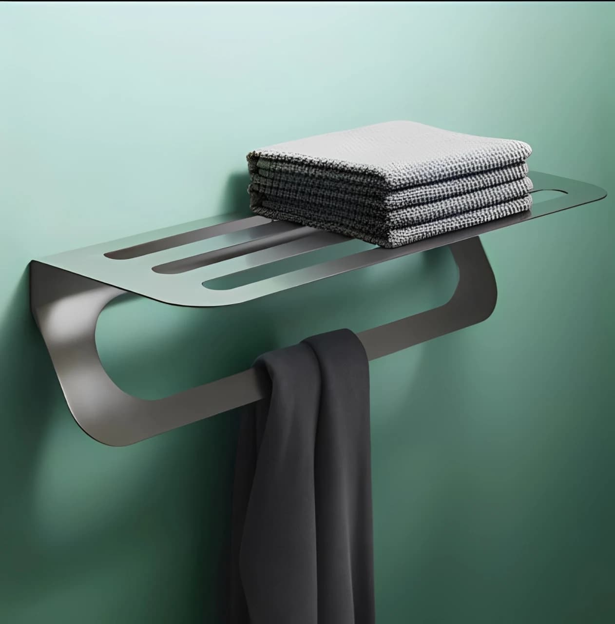 Offerta Speciale: Mensola Portasciugamani Moderna in Metallo per Bagno, Portaoggetti da Parete con Barra Portasciugamani, Organizzatore Domestico Durevole e Salvaspazio