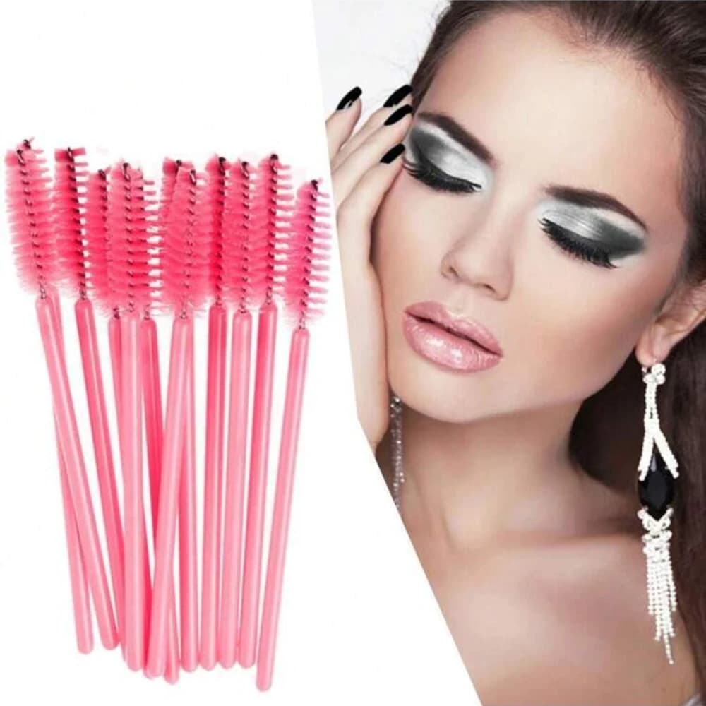50 disposable brushes for mascara, eyelashes, extension eyelashes, eyebrows and make-up (black), eyebrow brush, spools