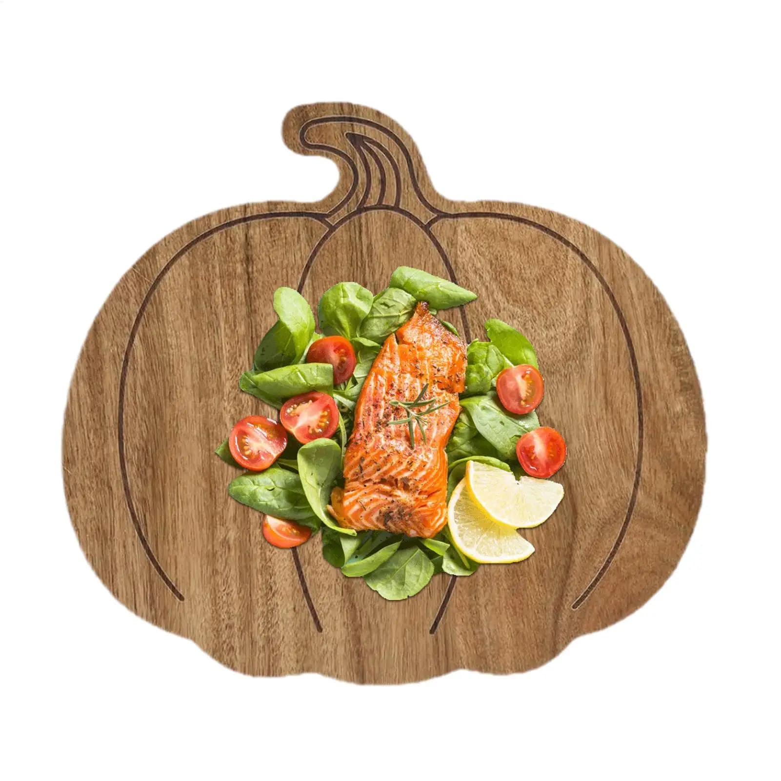 Pumpkin Cutting Board Double-Sided Wooden Pumpkin Ghosts Board Ghosts Serving Tray Plates for Kitchen Fall Autumn Holiday Cheese