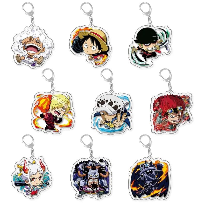 Portachiavi in acrilico One Piece Anime, Luffy, Zoro, portachiavi con personaggi in versione Q, ciondolo trasparente per zaino, ciondolo per chiavi dell'auto, la scelta migliore per i regali