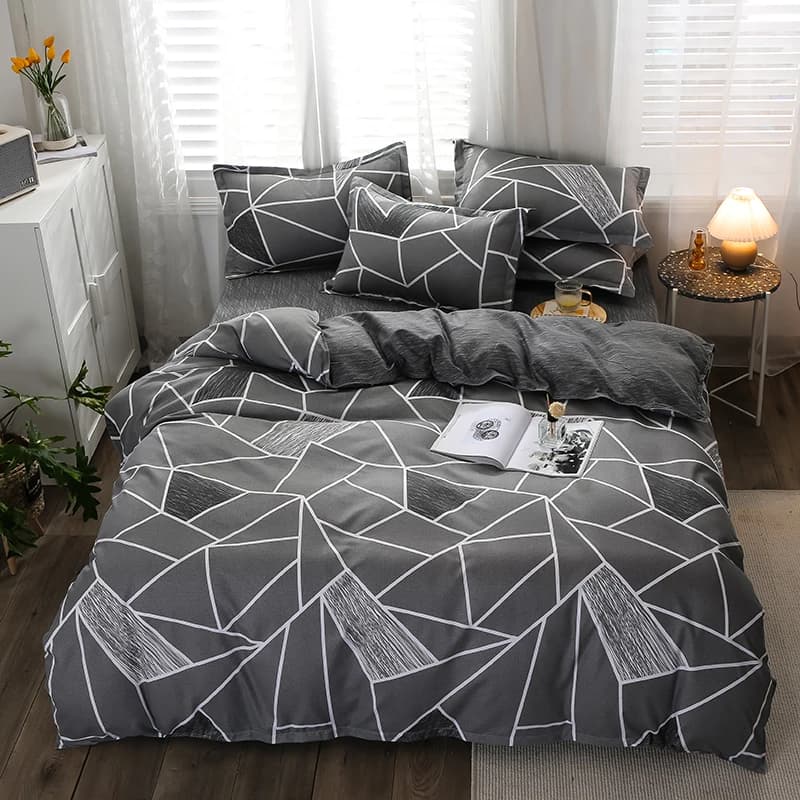 Copripiumino scozzese per letto matrimoniale Copripiumino in microfibra minimal queen twin size con 2 federe Set di biancheria da letto 3 pezzi in stile nordico