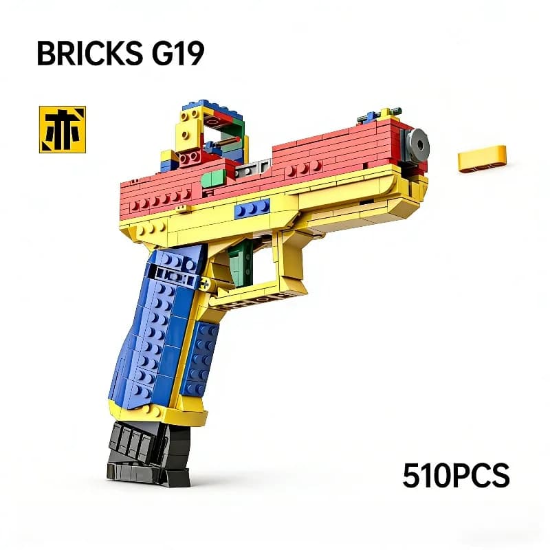 Set di Costruzioni Tecnico Classico Pistola G19 da 510 Pezzi con Proiettili, Giocattolo Arma da Assemblare, Regalo