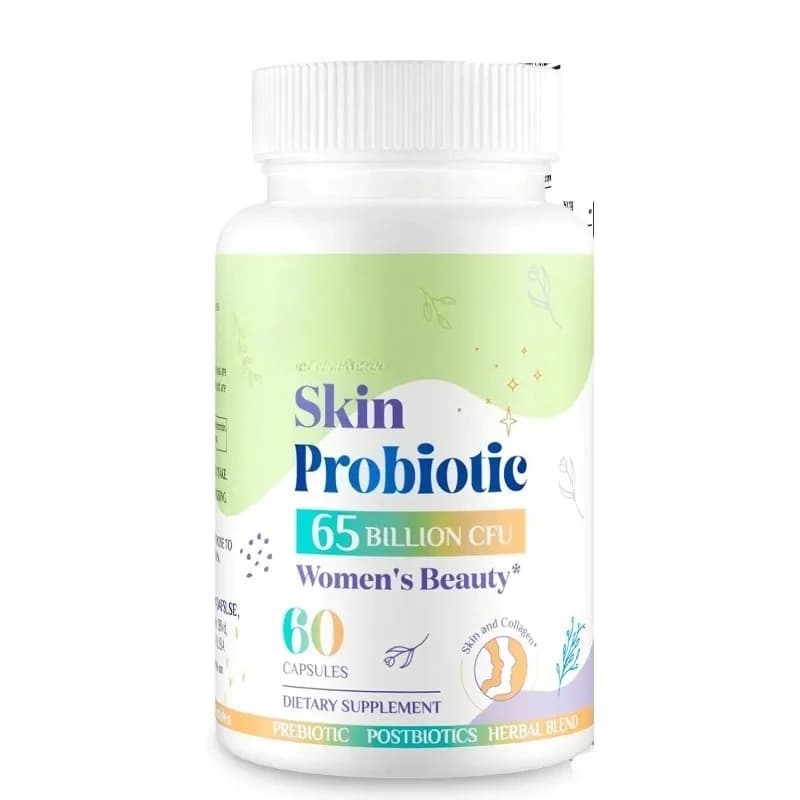 65 billion CFU of female probiotics, prebiotic collagen, resveratrol, coenzyme Q10: support for hair, skin, nails and vaginal health
