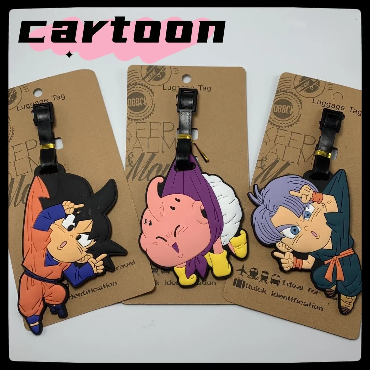 dragon ball anime cartoon Goku Majin Buu Vegeta luggage tag travel check-in cute standing tag boarding pass men Japanese style