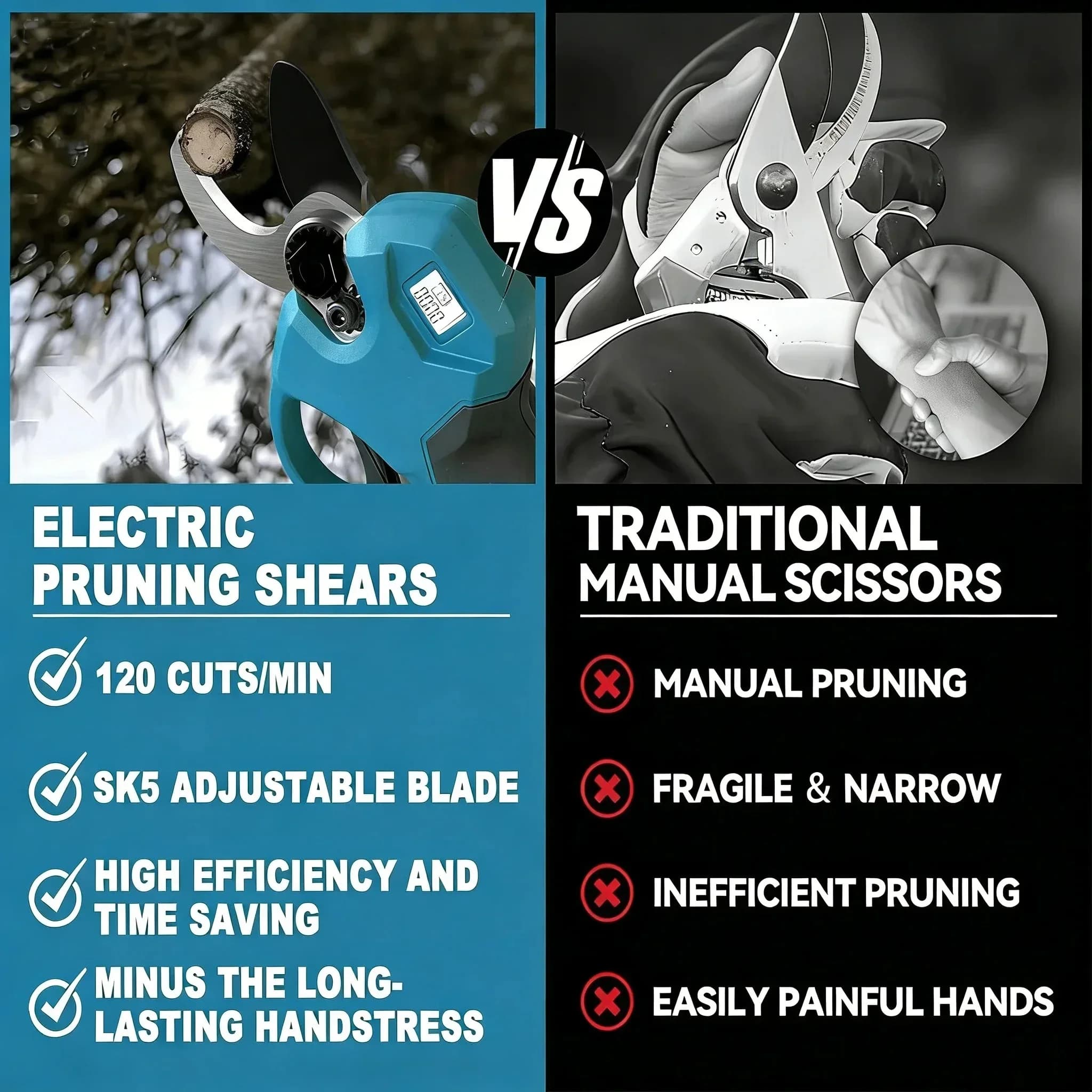 Makita Brushless Electric Pruning Shears | 4-Gear Cordless Handheld Garden Tree Cutter (For Makita Battery)