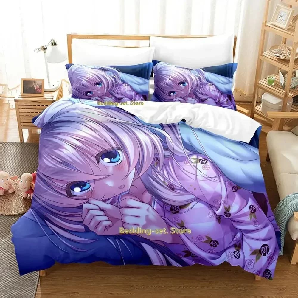 Set di Biancheria da Letto Kawaii Amakano, Copripiumino per Letto Singolo, Matrimoniale, Queen, King Size, per Adulti e Bambini, Set Anime per Camera da Letto