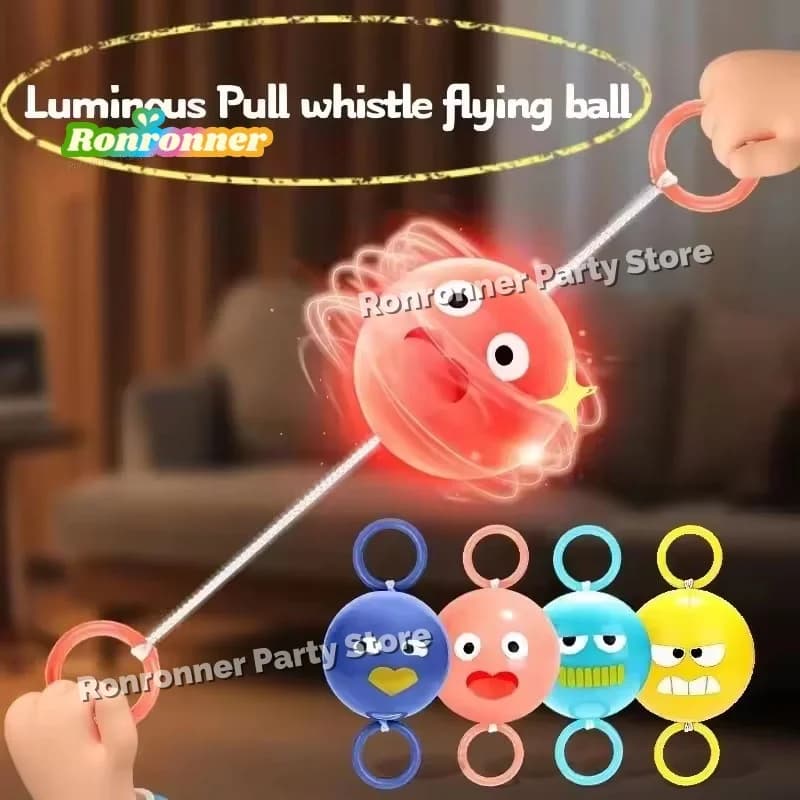 Luminous Whistle Ball Children's Rotating Flash Flywheel Puzzle Pulling Rope Childhood Creative Stress Relief Work Out Toy