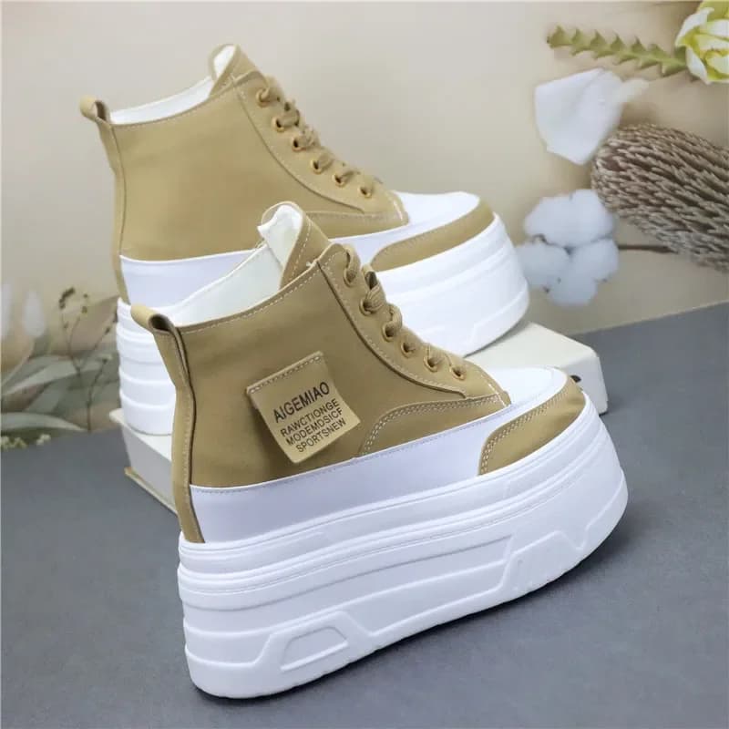 Stivaletti da donna da 14 cm con zeppa e plateau, stivali da ginnastica, stivali primavera autunno estate, scarpe da donna, stivaletti