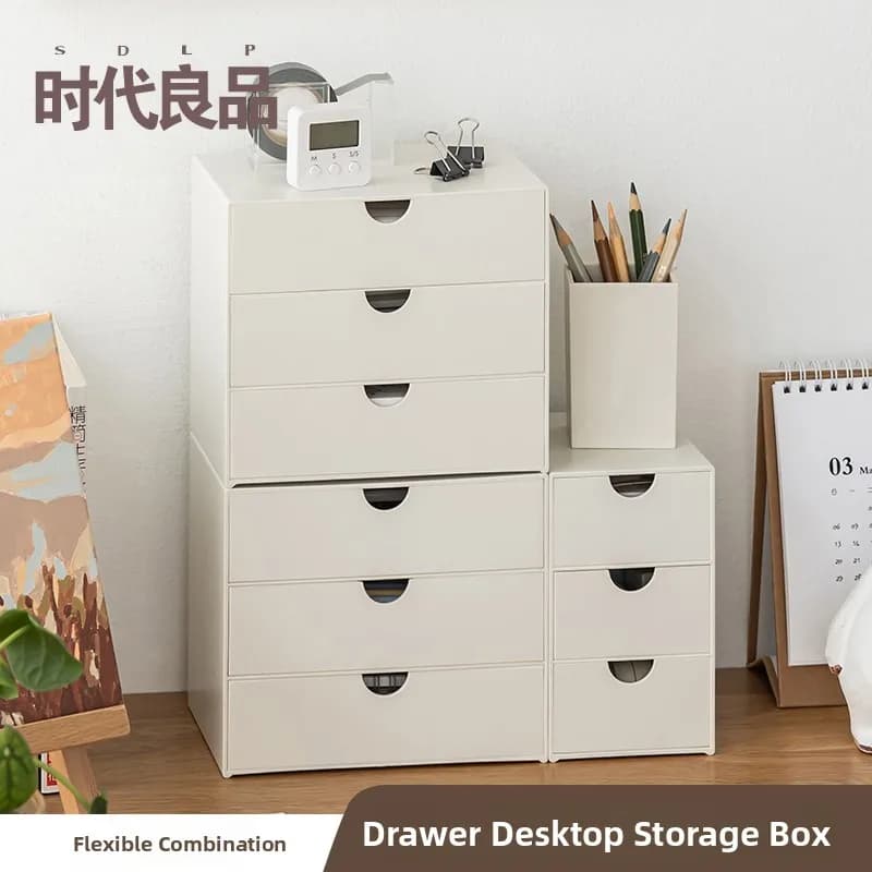 Organizzatore da Scrivania, Scatola Portaoggetti, Armadietto per Forniture da Ufficio, Design Semplice in Materiale Plastico