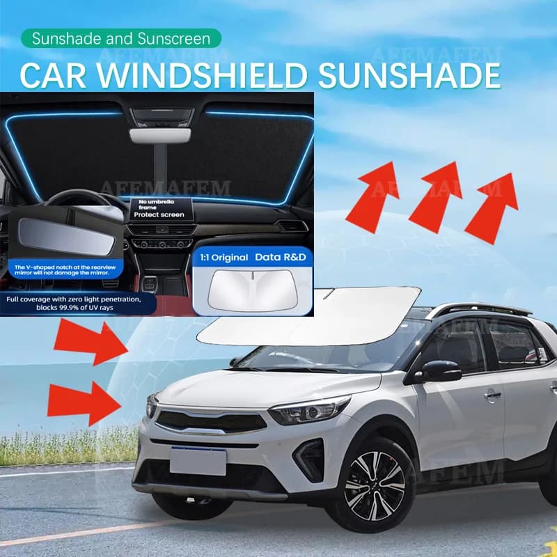 Car Sun Visor Windshield Sunshade Heat Insulation Summer Cooling Auto Accessories For Kia KX1 Niro EV6 KX3 KX5 KX7