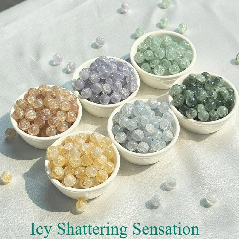 20 Pcs 10mm Double-layer Protein Crushed Ice Crystal Pearl Mother-of-pearl Powder Sparkly Beads DIY Bracelet Loose Accessories