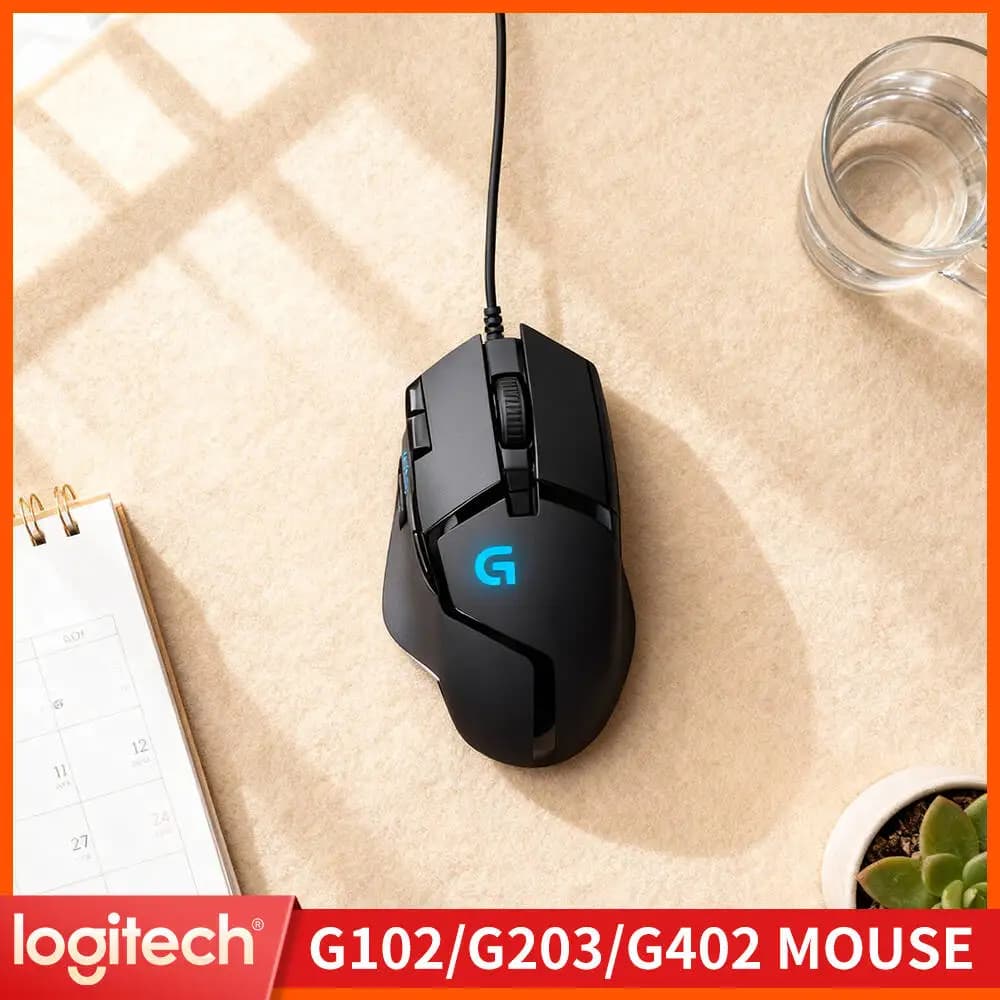 Logitech G402 Gaming Mouse Fusion Engine Technology 500+ IPS Tracking Speed 20M Clicks Anti-Slip Grips for Marathon Gaming