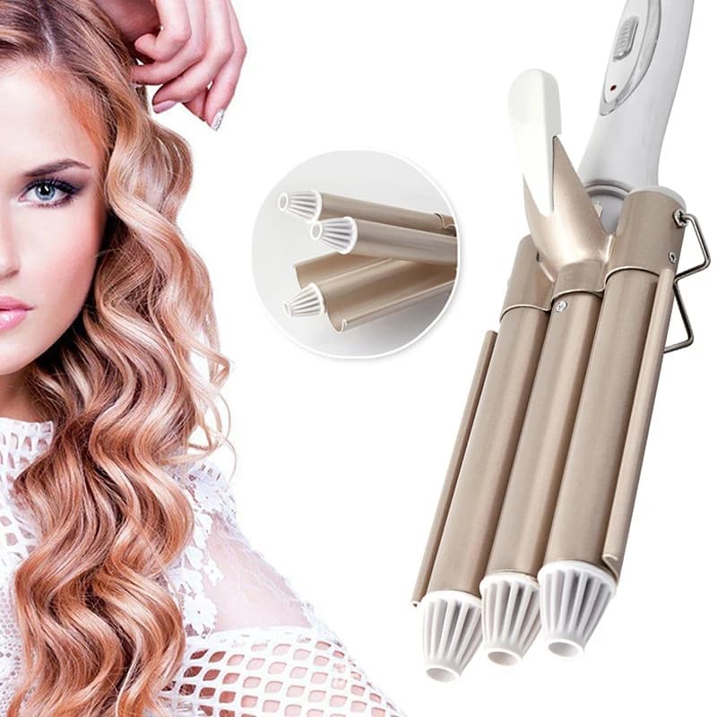 Professional Ceramic Three Cylinders Styling Iron, Electric Instrument for Waves and Hair Styling