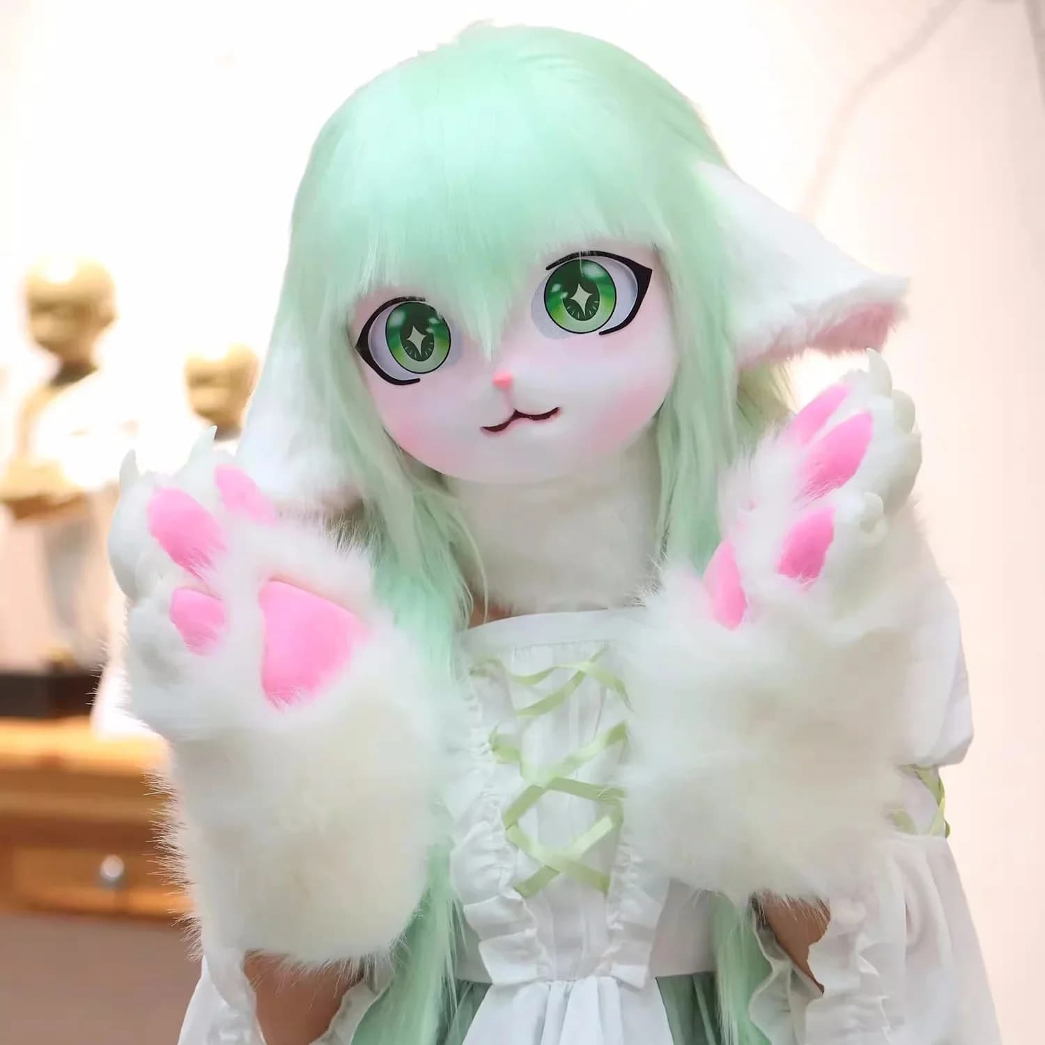 Maschera per Cosplay Furry Kigurumi, Base per Testa a Forma di Zampa, Accessorio per Costume da Animale, Gatto, Coniglio, Bambola, Bestia, Comiket