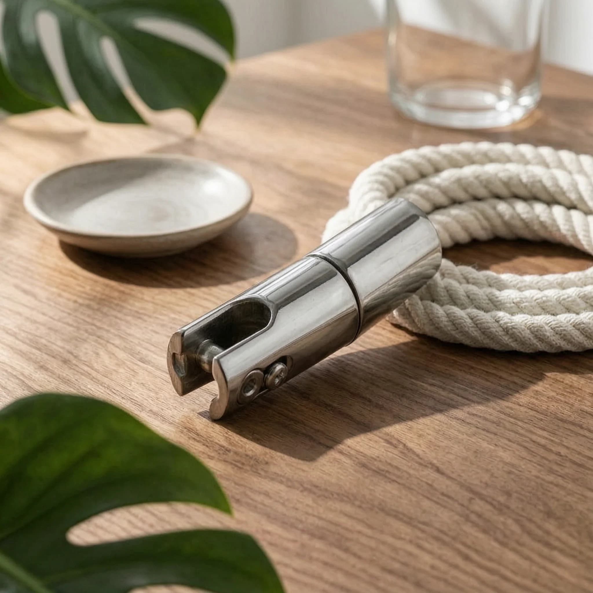 Three-Section Anchor Connector Rotatable Boat Anchor Connector Stainless Steel Swivel Shackle 360 Degree Rotation for Sailing