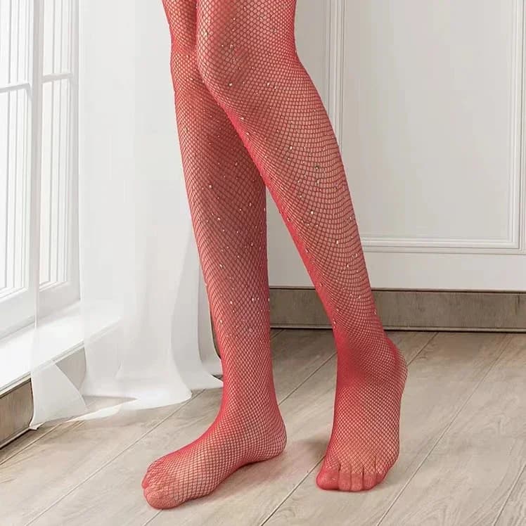 Leggings per Bambine 5-10 Anni, Calze da Balletto alla Moda con Paillettes e Rete a Maglia, Calze a Rete per Bambini