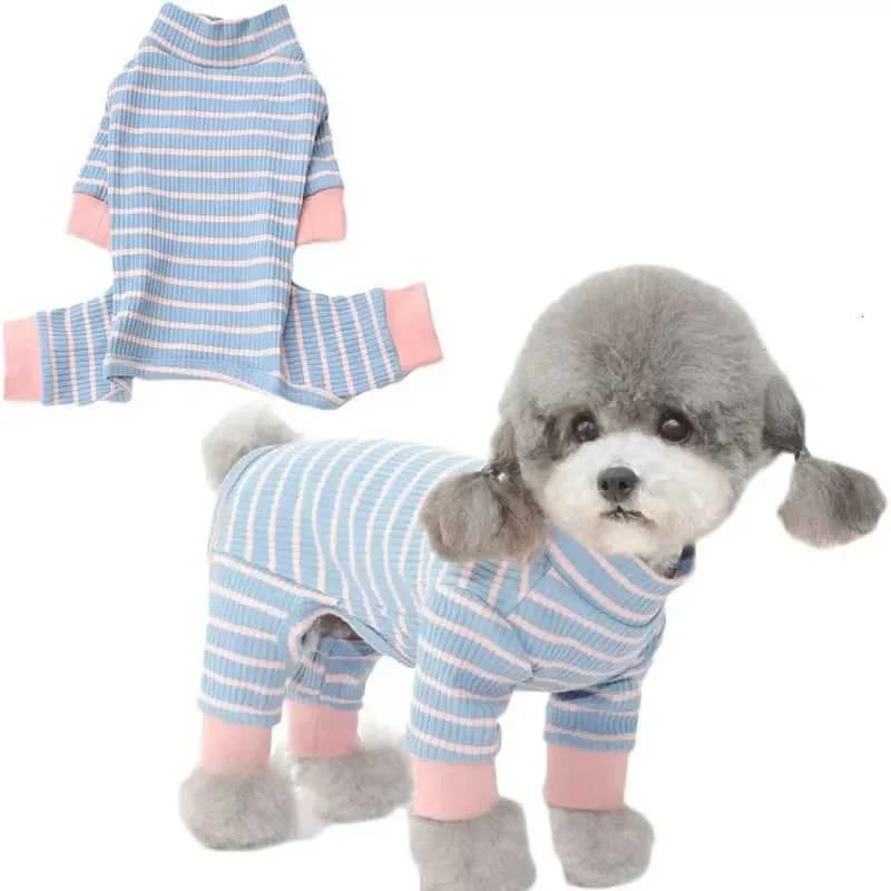 Vestiti per cani spogliati Tuta Collo alto Manica lunga Felpa a 4 gambe Pigiama per cani di piccola taglia Cucciolo Tutina da notte Tuta L