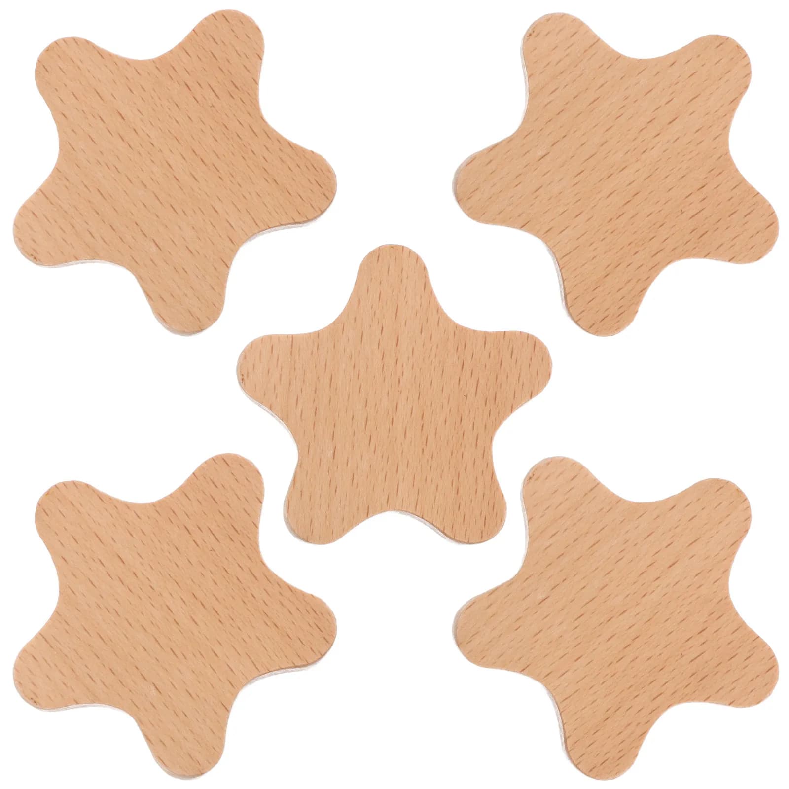 5Pcs Wooden Wall Hat Hooks Creative Star Shape Adhesive Hanging Hats Bags Towels Coats Decorative Wall Mounted Hooks