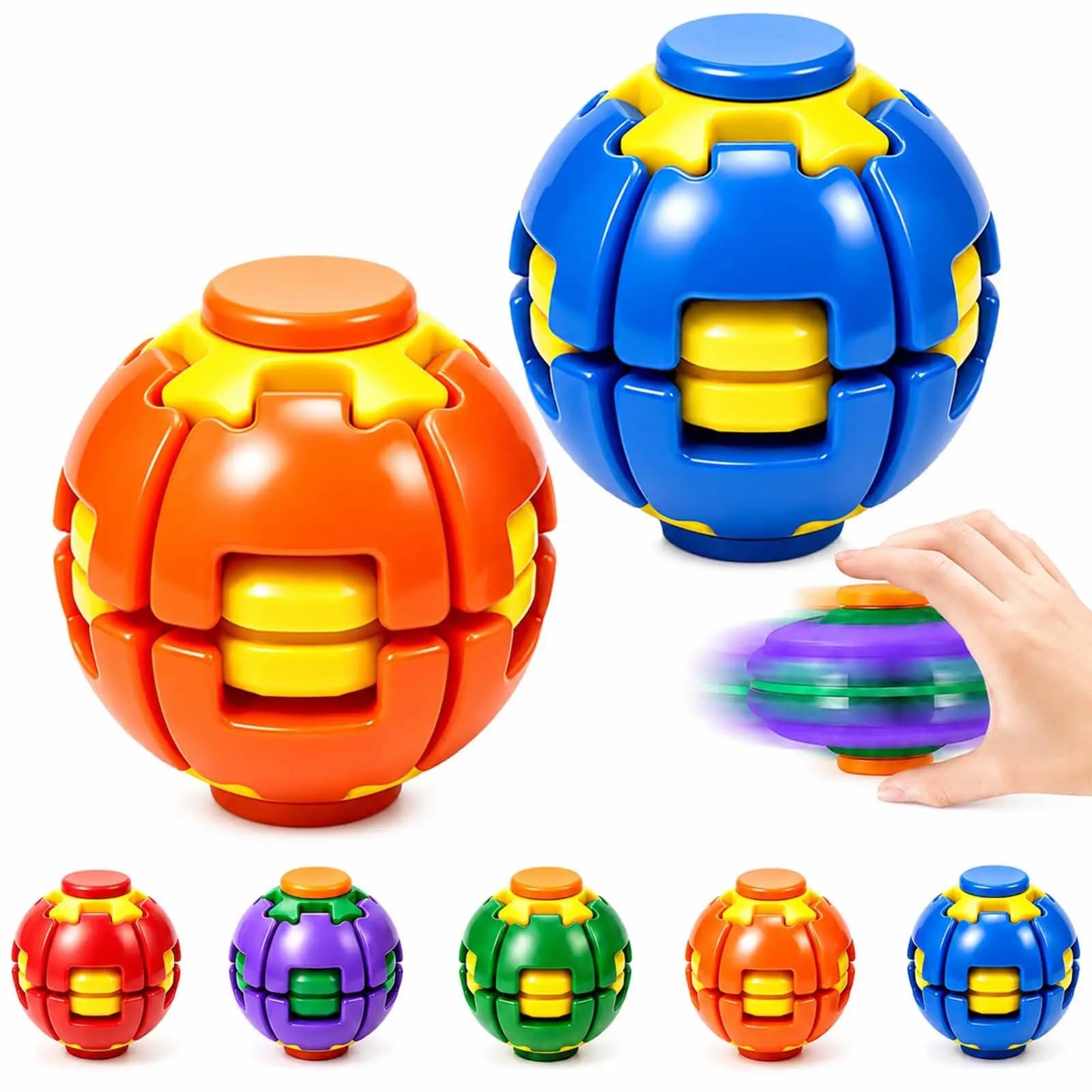 Fidget Spinner Magic Ball Cube Toy Stress Relief Rotating Gyro Puzzle Educational Anti-Anxiety Desk Toy For Autism Adhd Kids Adu