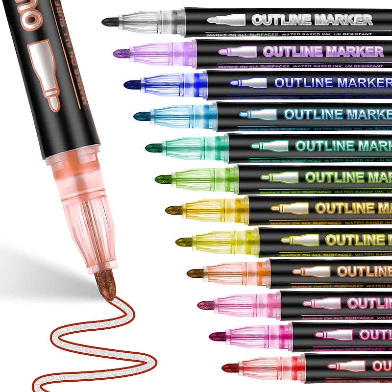 8-60 Color Double Line Outline Art Pen Marker Pen DIY Graffiti Outline Marker Pen Highlighter Scrapbook Diary Poster Card