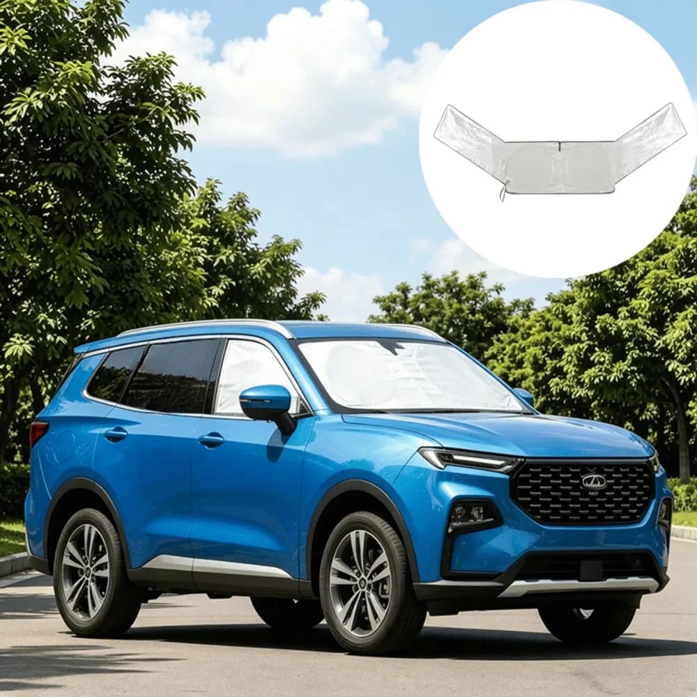 Universal Car Windshield Sun Shade Foldable Double Ring Auto Front Window Sun Visor UV Heat Blocking Sun Protector for Sedan SUV