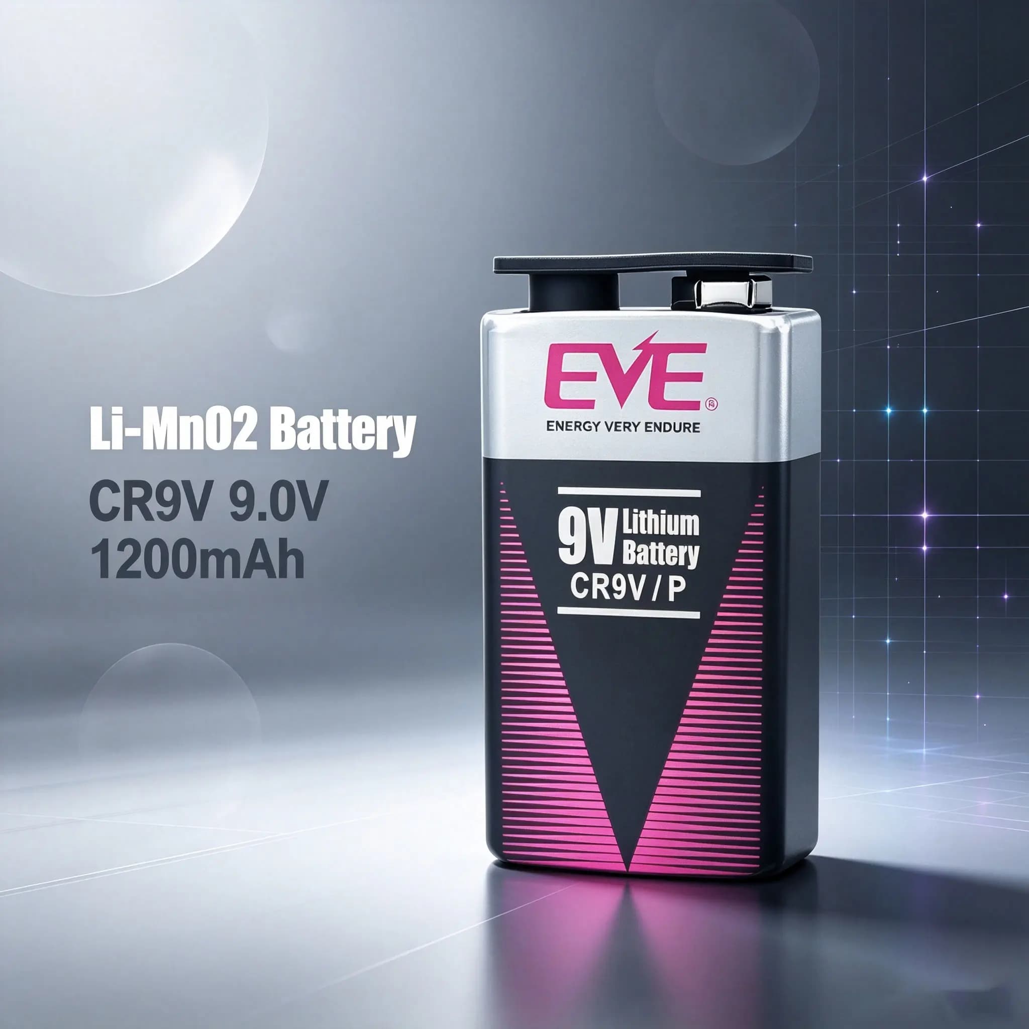 EVE CR9V Smoke detector, alarm, multimeter, thermometer, electricity meter, electronic toy, 9.0V square Li-MnO2 Battery