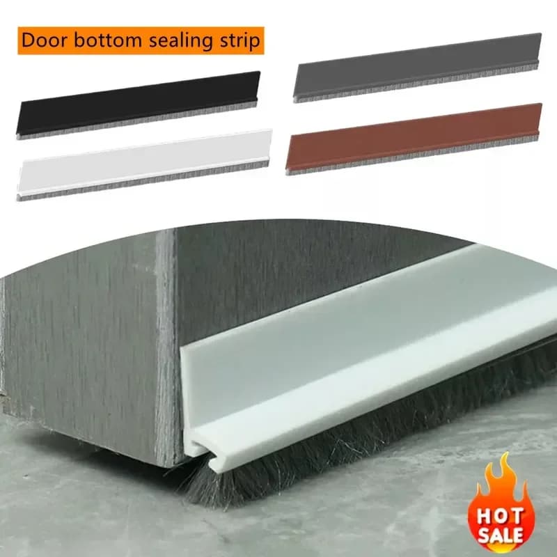 Striscia di tenuta inferiore per porta in silicone da 1 m con spazzola Guarnizione sotto il tappo del tiro della porta Anti-freddo insonorizzato antivento Gap Blocker