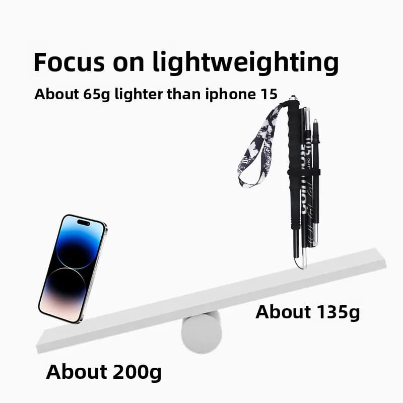 1PCS 7075 Aluminum Alloy Folding Trekking Pole, Lightweight Portable Hiking Stick for Trail Running and Mountaineering
