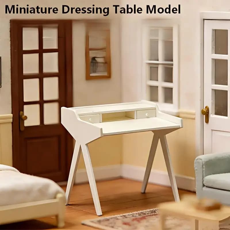 Tavolino da toeletta in miniatura per casa delle bambole, tavolino in scala 1/12, decorazione per mobili, ornamenti per micro paesaggi