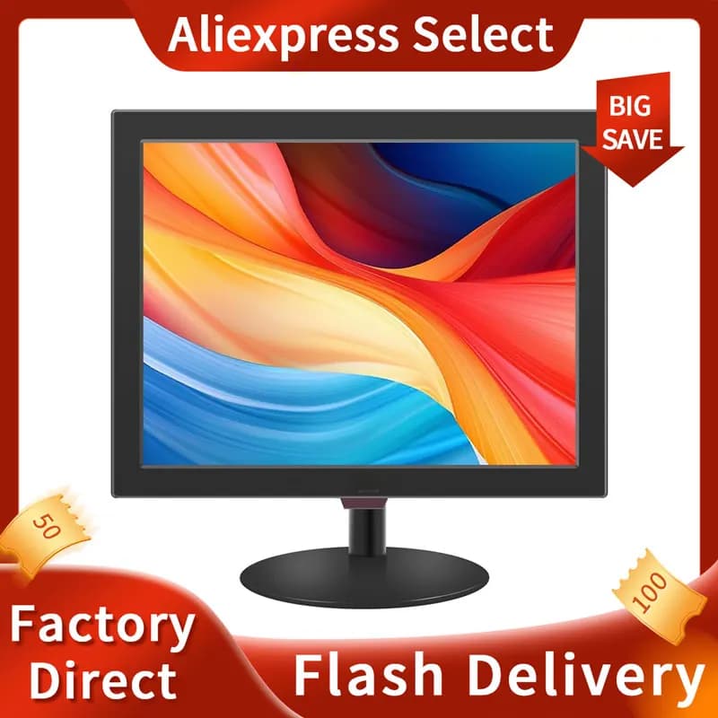 Monitor PC da 17 Pollici, Monitor LED HDMI/VGA, 60Hz, 5ms, Altoparlanti Integrati, Montabile VESA, Nero per Casa, Ufficio e Gaming