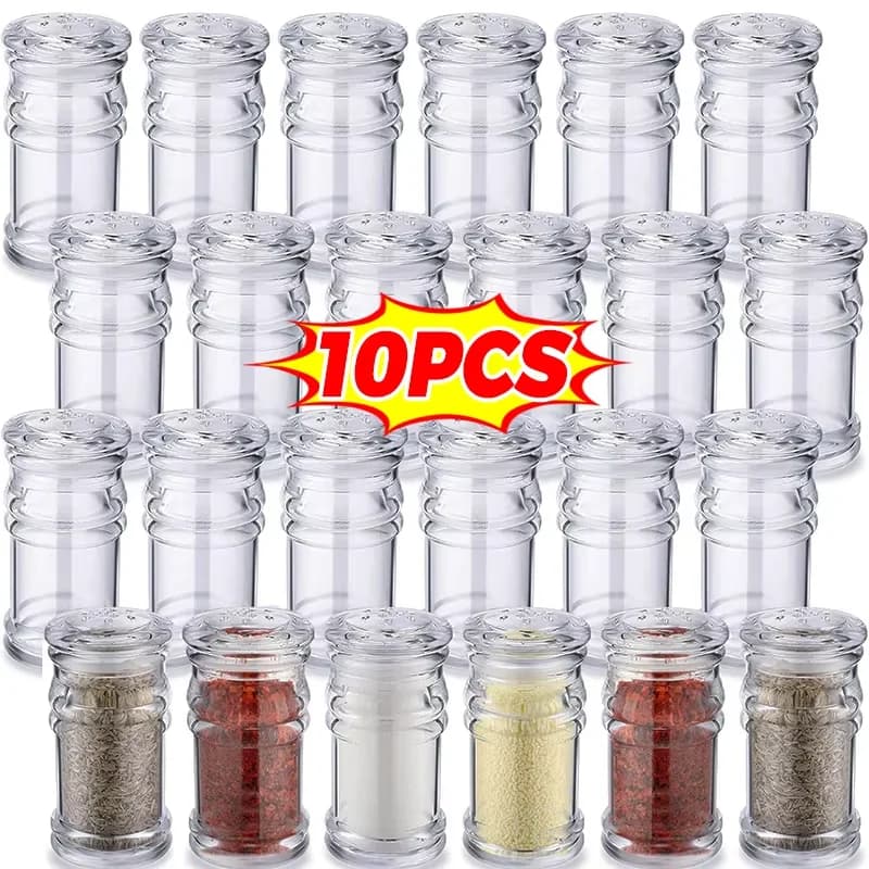 Bottiglie di spezie trasparenti Sale e pepe Barattoli di condimento per barbecue in acrilico Scatola di condimenti Cucina domestica Contenitore in polvere