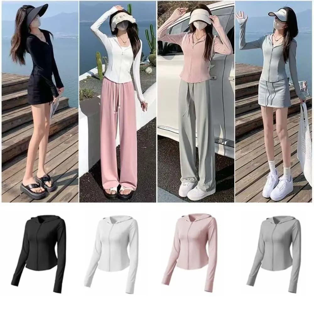 Felpa con cappuccio anti-UV estiva a maniche lunghe, protezione solare, sottile, traspirante, ad asciugatura rapida, da donna, per camminata