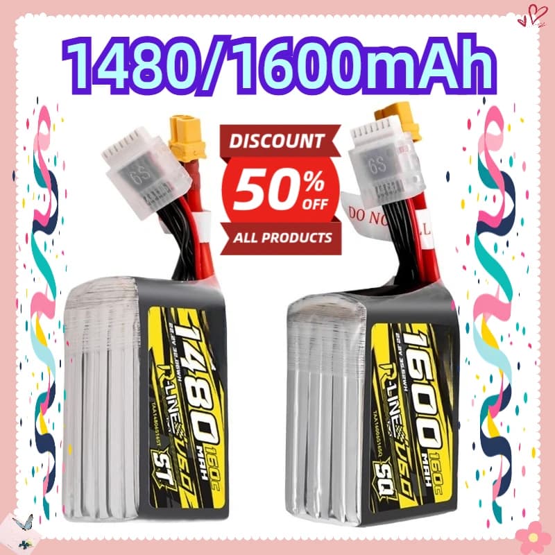 Per RC Elicottero Quadcopter FPV Racing Drone Parti TATTU-R-LINE 6.0 1480/1600mAh Batteria Lipo lunga o corta di dimensioni 160C 22.2V