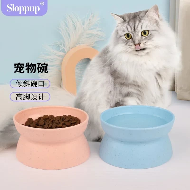 Ciotola per gatti Ciotola alta per animali domestici Ciotola per cani Protezione Vertebra cervicale Ciotola per riso per gatti Ciotola per acqua Ciotola per alimentazione Acqua potabile obliqua Bo per animali domestici
