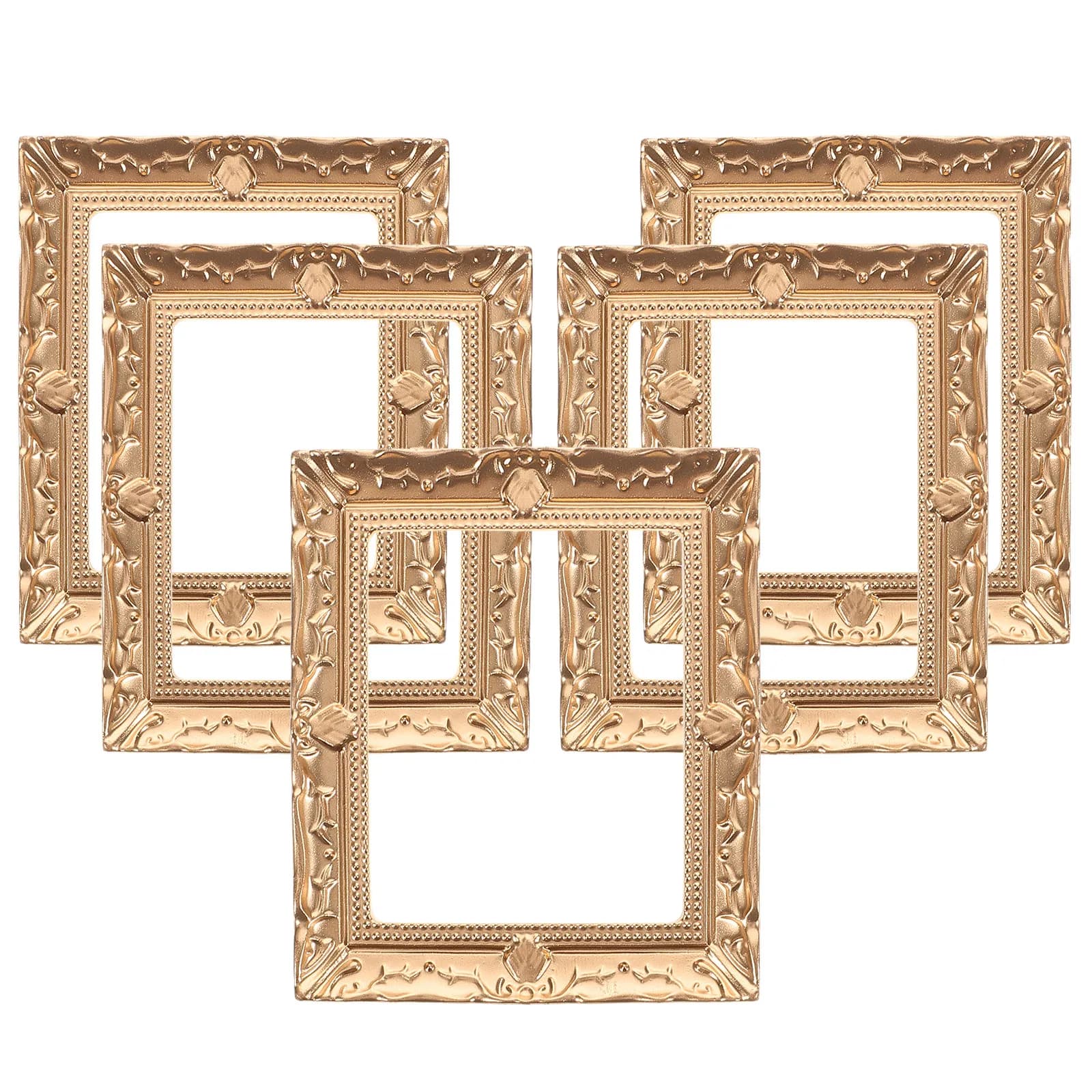 5Pcs Miniature Resin Picture Frames Vintage Baroque Design Dollhouse Accessories Small Photo Frames for Painting Props