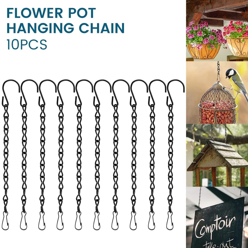 Catene sospese da giardino Cestino Vaso da fiori Decor Piantare con gancio Clip Estensione Pignone Lanterne Fioriere Sostituzione 10 pezzi per