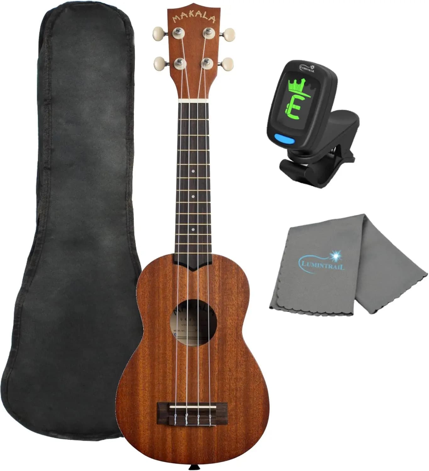 Ukulele Bundle with Tote Bag, Digital Tuner, and Polishing Cloth Included