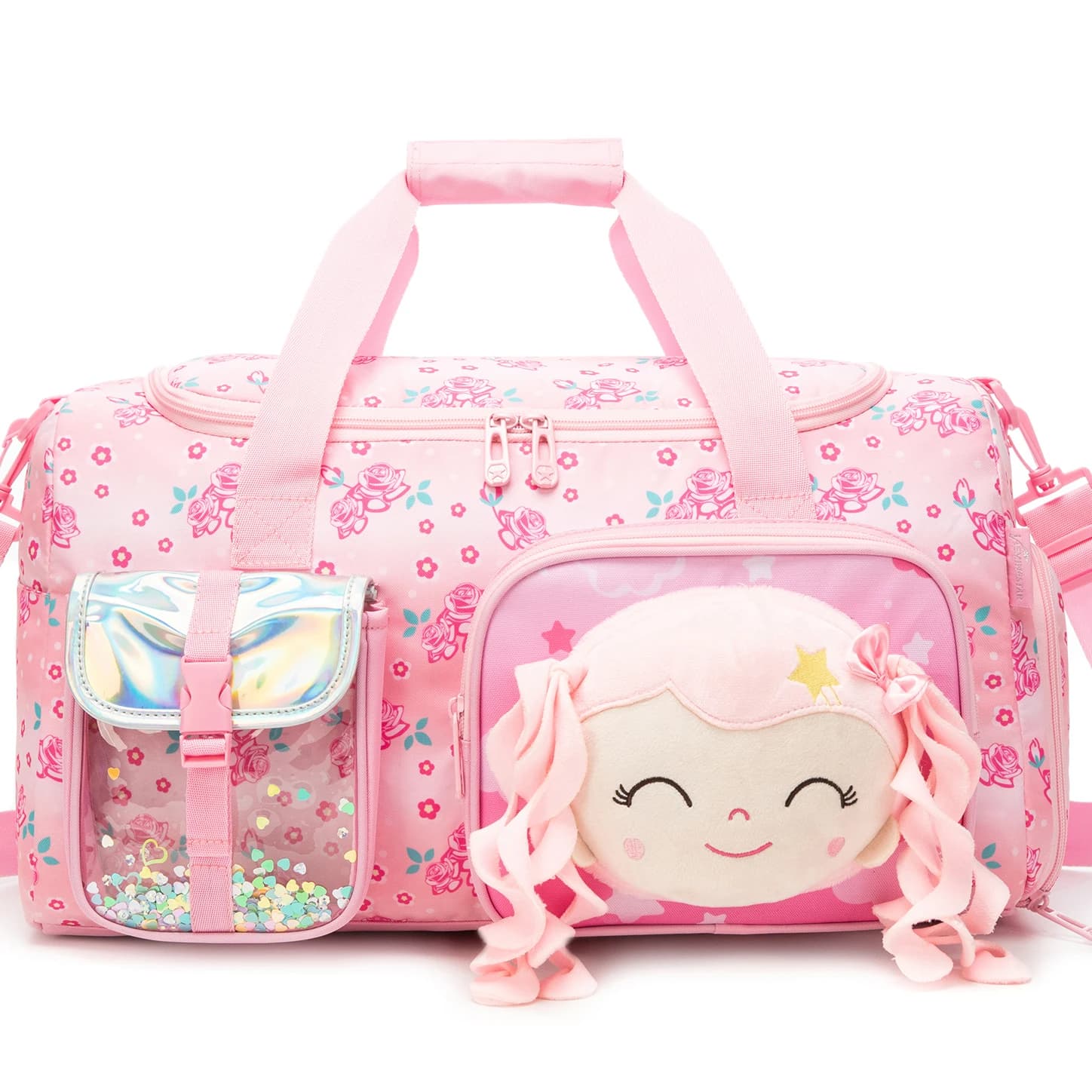 Weekender Overnight Bag for Girls Kids Multifunctional Duffle Dance Gym Bag with Shoe Pocket