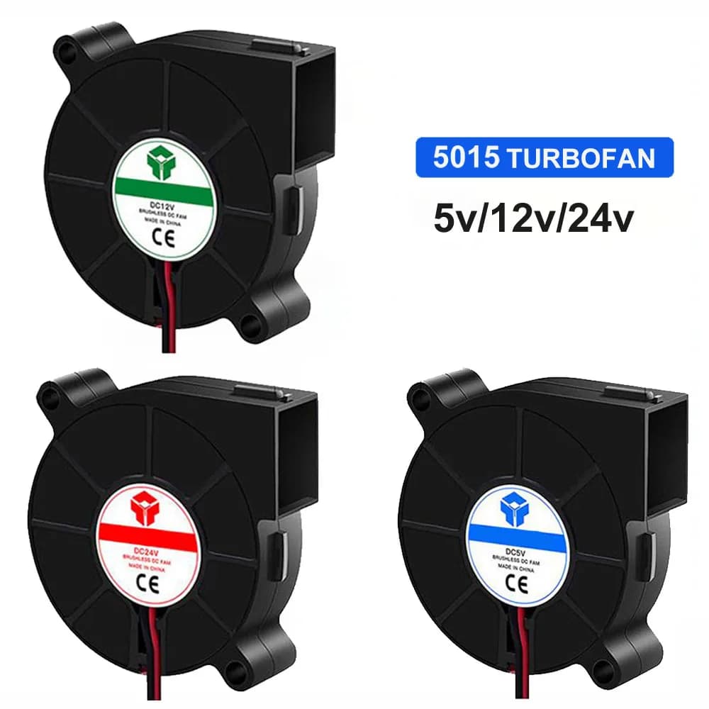 1Pcs 4020/5015 3D Printer Turbo Cooling Fan DC 5V/12V/24V Blower Cooler 2Pin JST 2.54 30cm Wire Oil Bearing for Extruder Hotend