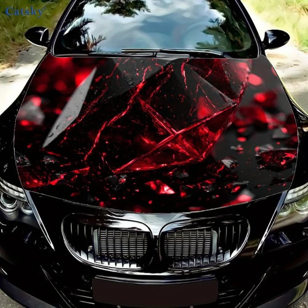 Cristalli rotte Adesivi per decalcomanie per cofano auto Avvolgere pellicola in vinile Decalcomanie per copertura motore Adesivo Pellicola protettiva per cofano auto