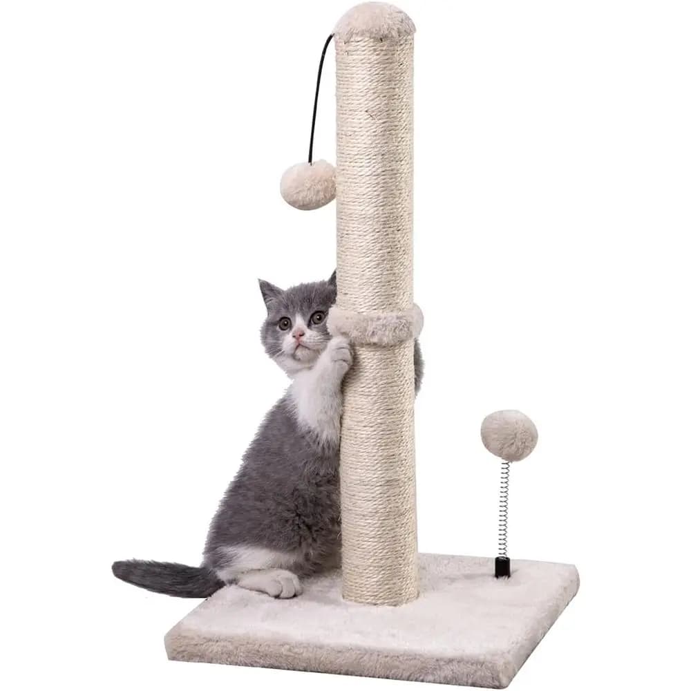 Tiragraffi Premium in Sisal con Palla Appesa per Gattini e Gatti di Piccola Taglia, 22 Pollici Beige