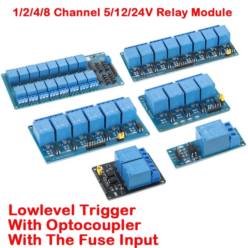 DC 5V 12V 24V 1 2 4 6 8 Channel Relay Module Board Shield with Optocoupler Low Level Trigger for Arduino Raspberry