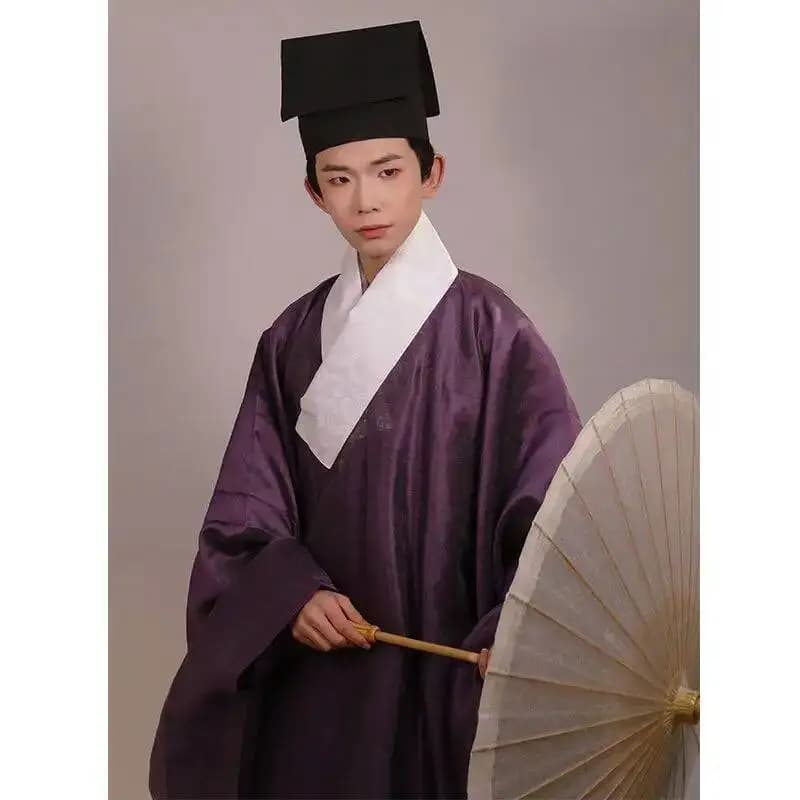 Traditional Hanfu Dark Flower Gauze Large Sleeve Ming Dynasty Style Dao Robe Chinese Hanfu Male Ancient Student Vintage Costume