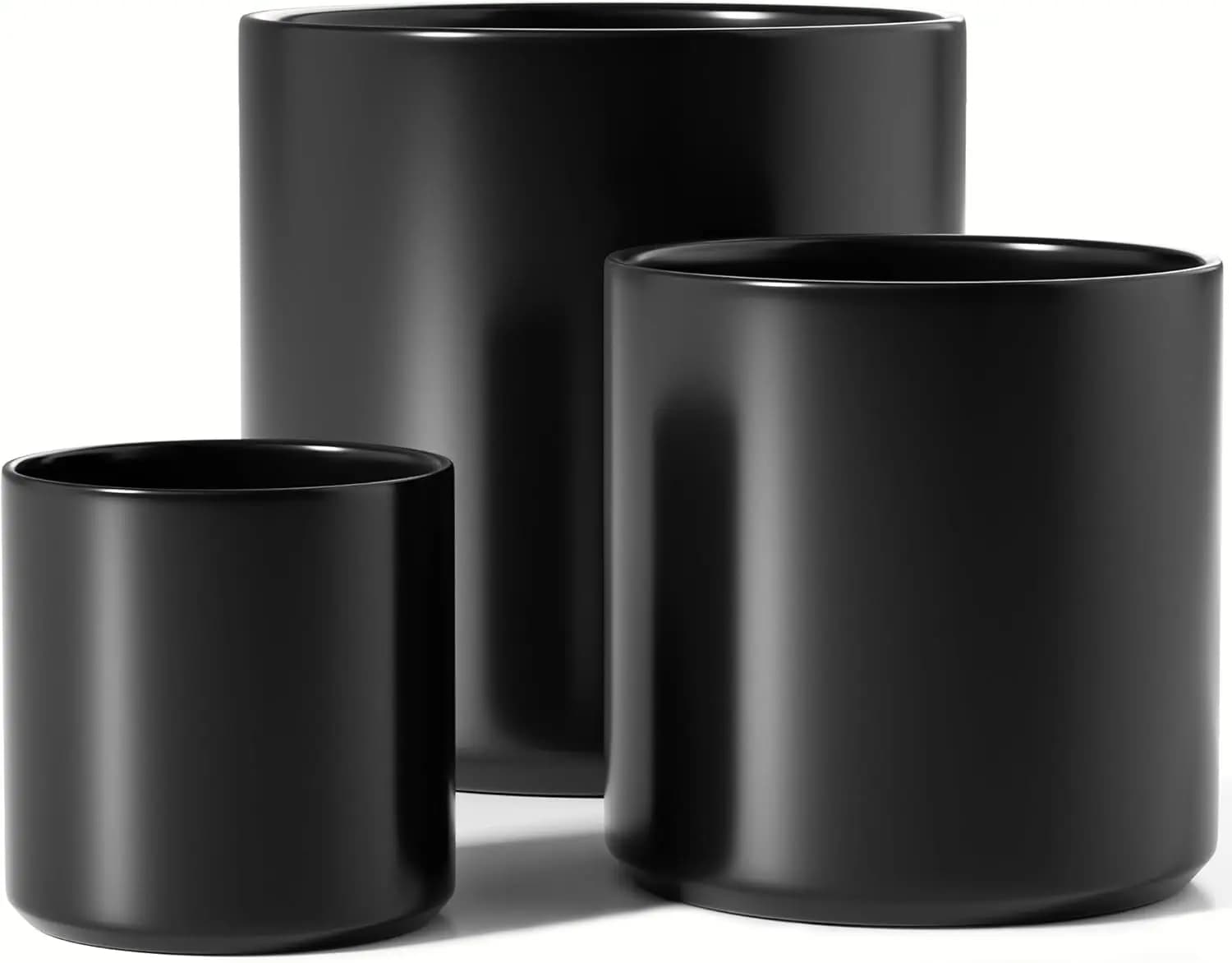 Vasi in Ceramica per Piante, Fioriere da Interno da 10/8/6 Pollici con Foro di Drenaggio, Tappo in Silicone e Rete Protettiva, Vasi Moderni Minimalisti per
