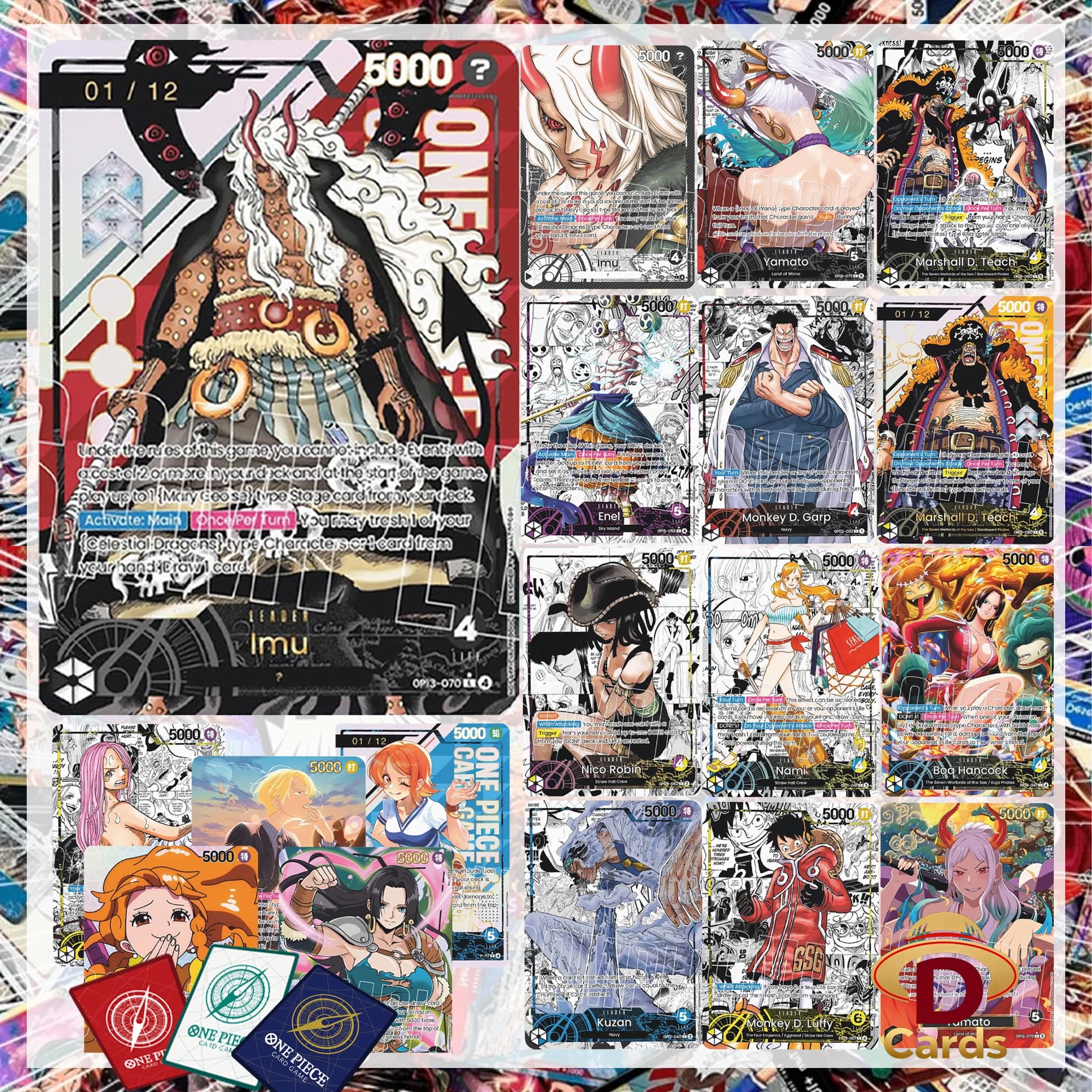 One Piece Card Yamato Garp Hancock Luffy Nami Imu DIY Custom High Quality Hobby Collectible Board Game Leader Cards Holographic
